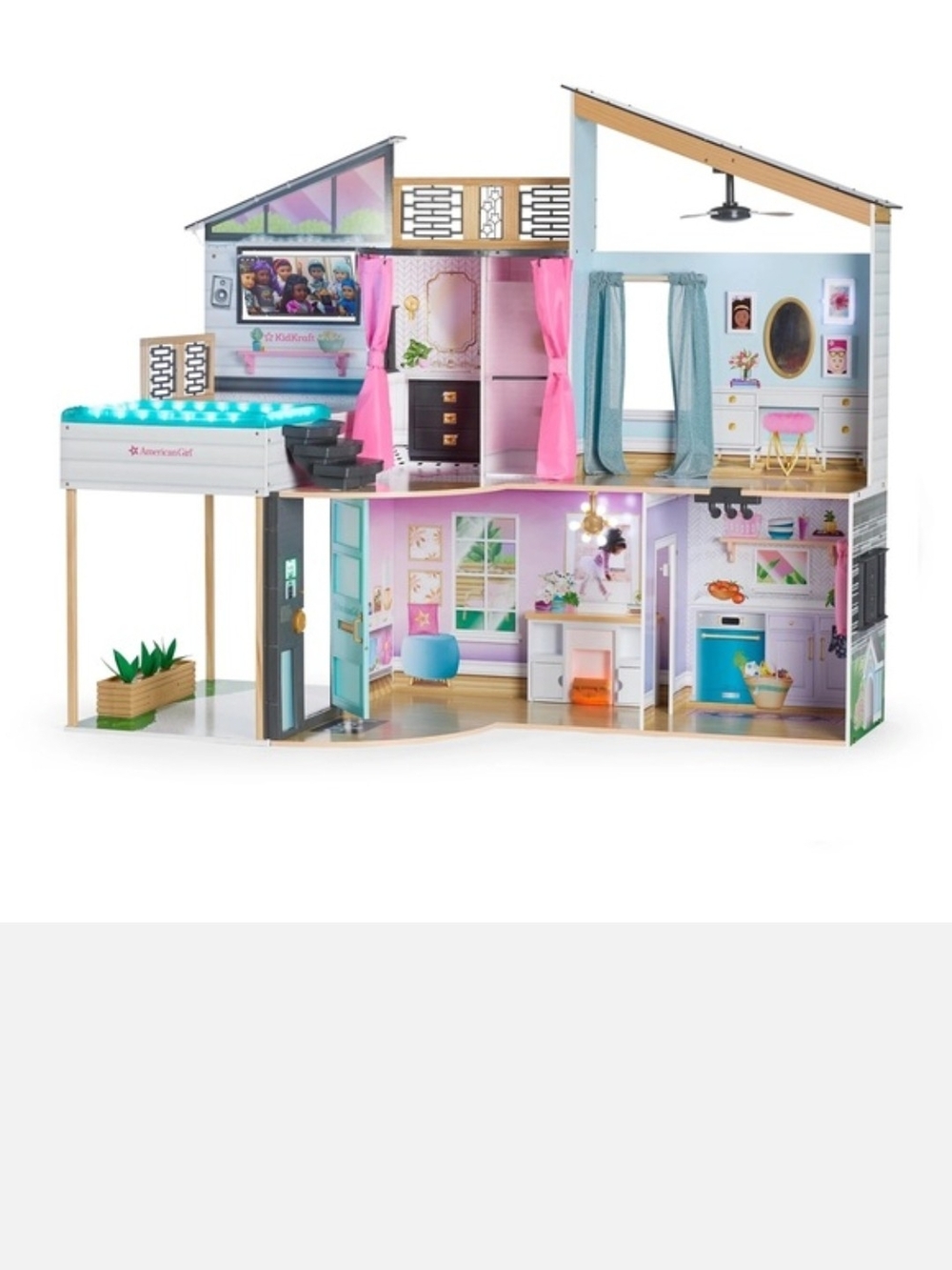 Best Christmas Gift EVER!!!! American Girl Dollhouse Playset - Pink, Blue, White